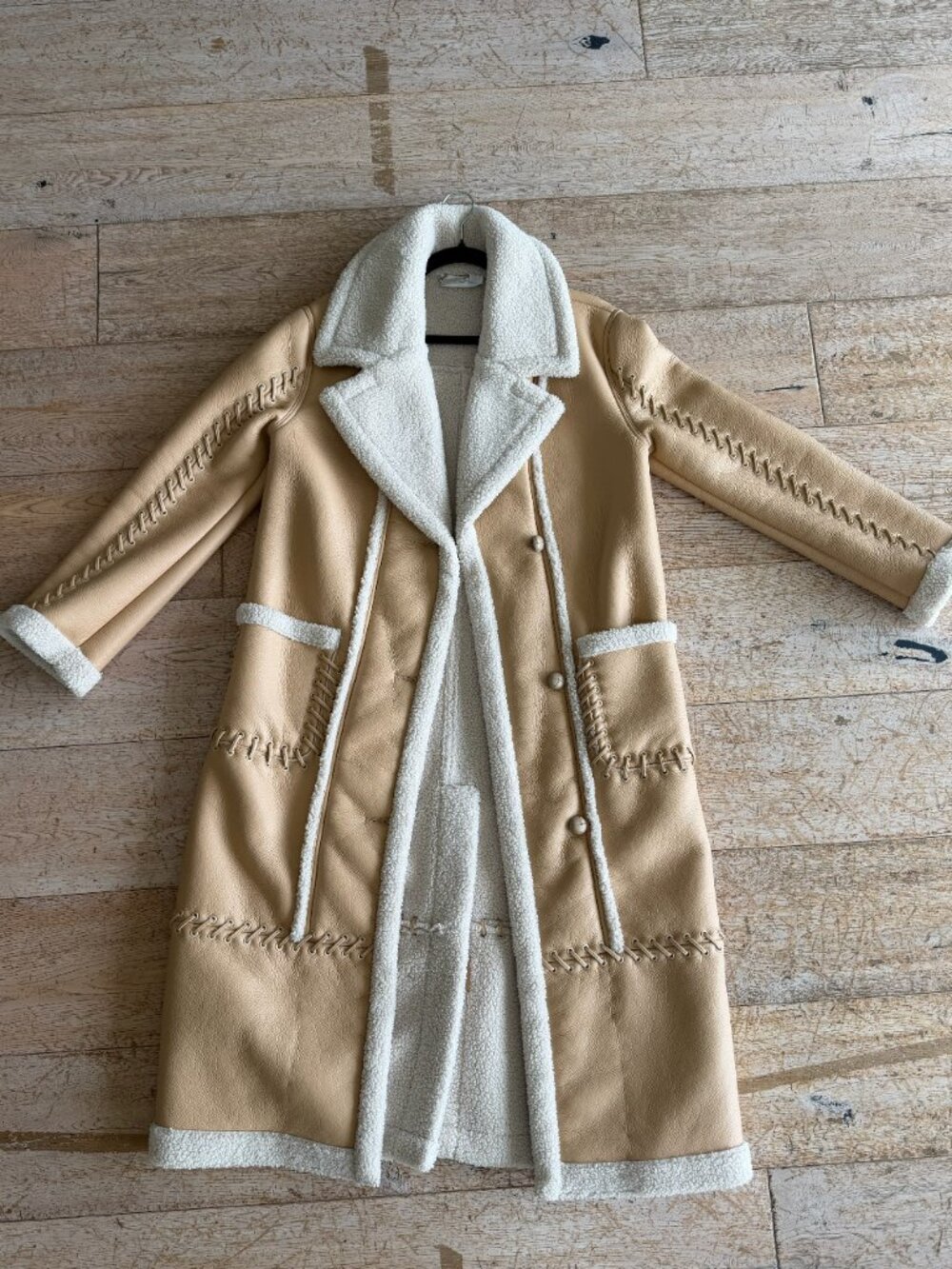 Jonathan SIMKHAI Windsor Vegan Sherpa Biker Coat - Picture 1 of 7